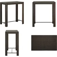 vidaXL Tuinbarset Bruin 100x60,5x110,5 cm Kunststof Vlechtwerk - Barset - Bartafel - Tuinmeubel - Tuinmeubels