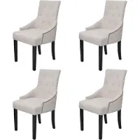 Syfax Eetkamerstoelen 4 st stof crèmegrijs