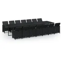 Syfax 15-delige Tuinset met kussens poly rattan zwart