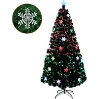 XMTECH Kunstkerstboom met glasvezel LED-verlichting, 120 cm, kerstdecoratie, kerstboom, met metalen voet
