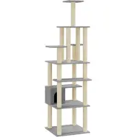 Syfax Kattenkrabpaal met sisal krabpalen 183 cm lichtgrijs