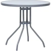 Syfax Tuintafel 80 cm staal en glas lichtgrijs