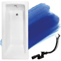 Badland TALIA SLIM ligbad 160 x 75 cm wit met handgrepen met hoofdsteun