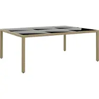 Syfax Tuintafel 200x150x75 cm gehard glas en poly rattan beige