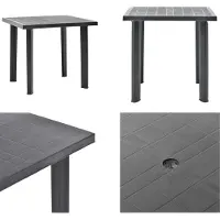 vidaXL Tuintafel, antraciet, 80 x 75 x 72 cm, kunststof - Tuintafel - Tuintafels - Eettafel - Eettafels