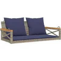 vidaXL Schommelbank met kussens 109x62x40 cm poly rattan grijs
