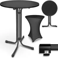 Tillvex Gastro Staande tafel, inklapbaar, set van 2 stuks, diameter 60 met hoes, bistrotafel, kant-en-klaar gemonteerd, klaptafel, rond, weerbestendige partytafel, tuintafel, binnen en buiten