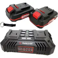 Parkside 20V dubbele oplader PDSLG 20, inclusief 2 accu's (2 Ah)