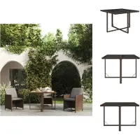 vidaXL Tuintafel Bruin 109x107x74 cm, kunststof riet en glas - Tuintafels