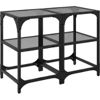 vidaXL Salontafels 2 st met zwart glazen blad 30x30x45 cm staal