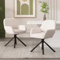 OKWISH : Draaistoelen (2 stuks), eetkamerstoelen, barkrukken van Sherpa-stof, fauteuil, kantoorkruk, loungefauteuil, wit