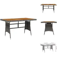 vidaXL Tuintafel Grijs 130x70x72 cm, kunststof riet en massief acaciahout - Tuintafels