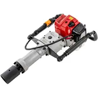 OEM Benzinegestuurde sloophamer, 1900 W, 52 cm³, stootdempingssysteem, 2 beitels van 55–70 mm, professionele sloophamer voor omheiningen en wijngaarden, rood/zwart