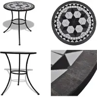 vidaXL Bistrotafel zwart en wit, 60 cm, mozaïek - Tafel - Tafels - Tuintafel - Tuintafels