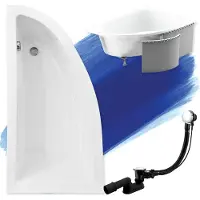 Badland PRAKTIKA hoekbad 150 x 70 cm links wit met styropor ombouw