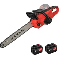 OEM Accukettingzaag, borstelloze motor, automatische smering, rood, met twee batterijen