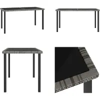 vidaXL Tuin eettafel, grijs, 140x70x73 cm, polyrotan - Tuintafel - Tuintafels - Tafel - Tafels