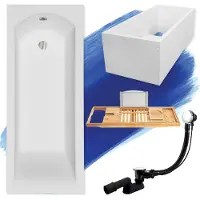 Besco SHEA ligbad 180 x 80 cm wit met baddrager met bamboe badplank