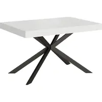 Ityhome - Uittrektafel 140/244x90 cm, blad van "Plaker Esche" in wit, poten in antraciet