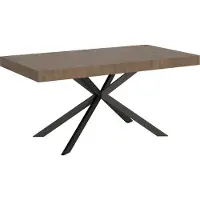 Ityhome - Uittrektafel 160/244x80 cm, blad in plakkerige notenhoutlook, poten in antracietgrijs