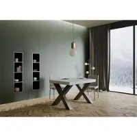 Itamoby - Uittrekbare eettafel 120/224x90 cm, model Traffic, esdoornhout, wit blad, antraciet poten