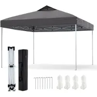 Costway Paviljoen 3x3 meter, opvouwbaar paviljoen, partytent, opvouwbare tent, inclusief 8 grondpennen, 4 windtouwen en 1 draagtas, tuinpaviljoen, grijs