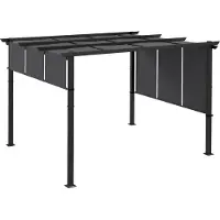 Outsunny Pavillon ca. 3,5 x 3 m Pergola, Terrassendach Terassenüberdachung mit Seitenwand, für Garten, Terrasse, Dunkelgrau