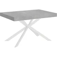Ityhome - Uittrektafel 130/234x90 cm, kleur: grijs (Plaker), tafelpoten: wit