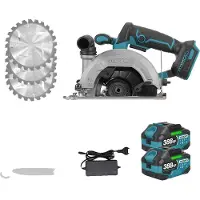 OEM Cirkelzaag, borstelloze motor, verstelbare snijhoek, 2 batterijen