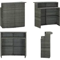 vidaXL Tuinbarset Grijs 120x55x110 cm Kunststof Vlechtwerk - Barset - Bartafels - Staande tafels