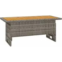 Syfax Tuintafel 100x50x43/63 cm acaciahout en poly rattan grijs