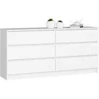 Akord Ladekast K160 met 6 Lades / Furniture Factory / Wit / 160 x 77 x 40 cm