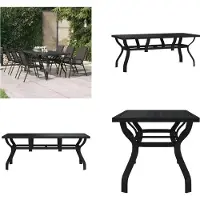 vidaXL Tuintafel zwart, 180x80x70 cm, staal en glas - Tuintafel - Tuintafels - Buitenmeubel - Buiten tafel