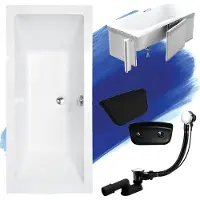 Besco QUADRO ligbad 160 x 75 cm wit met styropor ombouw met hoofdsteun