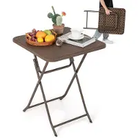 Costway tuintafel met rattanlook, inklapbare tafel, kleine eettafel 60x60x72cm, inklapbare balkon tafel met HDPE tafelblad, vierkante campingtafel