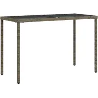 Syfax Tuintafel met glazen blad 115x54x74 cm poly rattan grijs