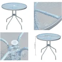 vidaXL Tuintafel 80 x 71 cm, staal, rond, grijs - Tuintafel - Tuintafels - Eettafel - Eettafels