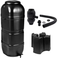 Nature Water Butt Kit - 100 Liters - Column Shape - UV Resistant - Europe - Black