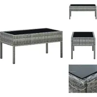 vidaXL Tuintafel Grijs 75x40x37 cm, kunststof riet - Tuintafels