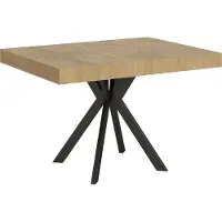 Ityhome - Uittrektafel 120/204x80 cm, model Dolcezza, eikenhout naturel, poten in antracietkleur