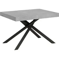 Ityhome - Uittrektafel 120/204x80 cm, model Karida, met cementlook tafelpoten in antraciet
