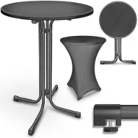 Tillvex Gastro statafel, inklapbaar, diameter 70 cm, met hoes, bistrotafel, klaar gemonteerd, klaptafel, rond, weerbestendige partytafel, tuintafel, binnen en buiten