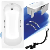 Besco ARIA PLUS ligbad 150 x 70 cm wit met styropor ombouw met handgrepen
