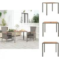 vidaXL Tuintafel met houten blad, grijs, van polyrotan en massief acaciahout - Tuintafels