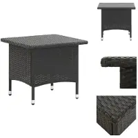 vidaXL Thee tafel, zwart, 50 x 50 x 47 cm, polyrotan - Tuintafel
