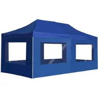 The Living Store De Living Store Profi-Partytent, inklapbaar met wanden, aluminium, 6x3 meter, blauw