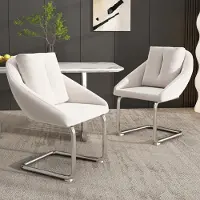 Flieks Eetkamerstoelen, set van 2, keukenstoel met schommelmechanisme en kussen, schommelstoel met bekleding, woonkamerstoel met fluwele bekleding, beige