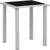 Syfax Tuintafel 41x41x45 cm staal en glas zwart en zilverkleurig