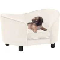 The Living Store Living Store Hondenbank, crème kleur, 69x49x40 cm, met pluche bekleding