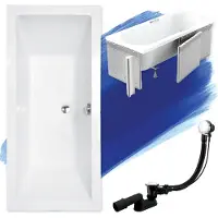 Badland QUADRO ligbad 155 x 70 cm wit met styropor ombouw